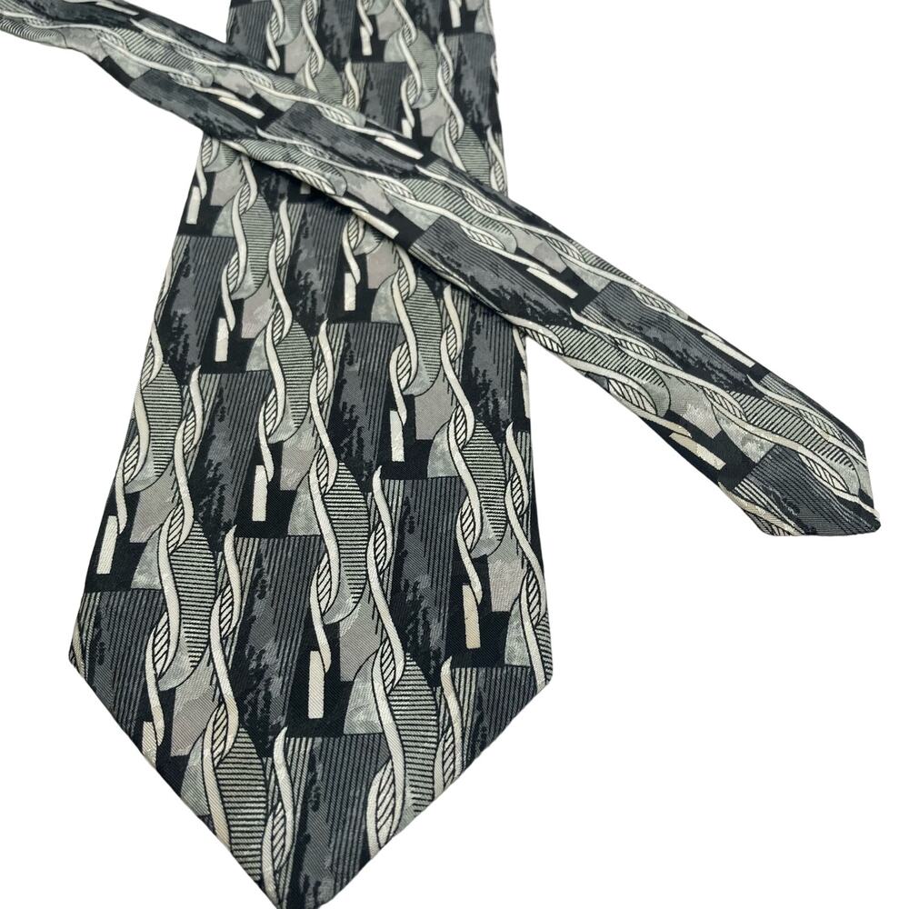 Master 100% Polyester Tie Black and Silver  Extra Long  64 1/2"L x  3 3/4"W